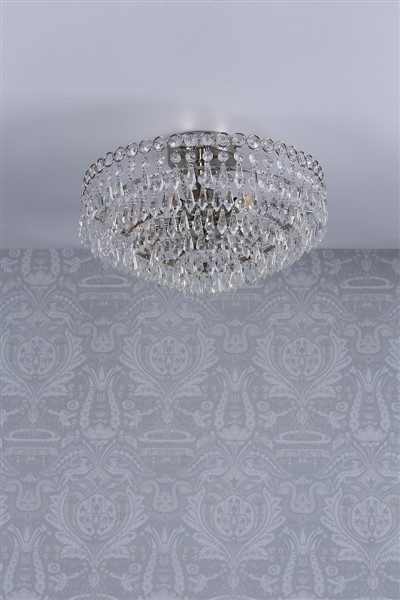 (image for) Laura Ashley Enid 5lt Semi Flush Polished Nickel Crystal